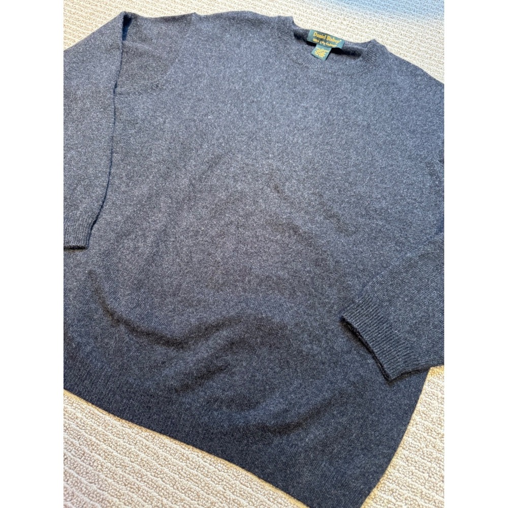 Daniel Bishop Mens Charcoal Grey 100% 2-Ply Cashmere Crewneck Sweater Large L - Picture 4 of 7